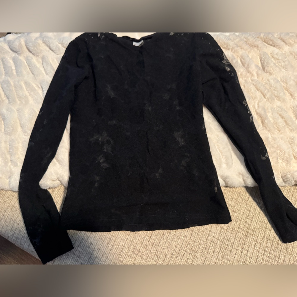 Black Lace Long Sleeve Top Small